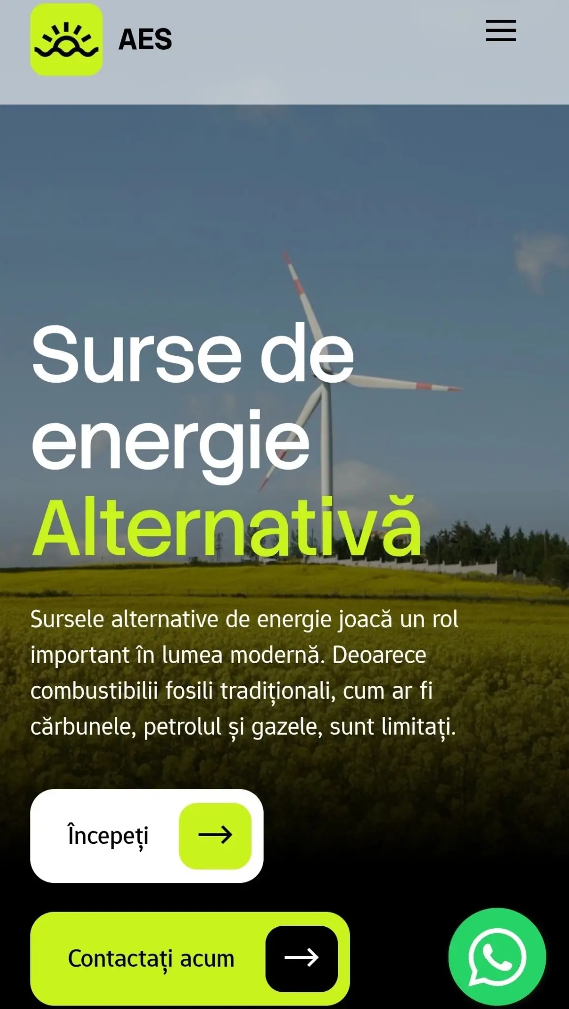 Site de Prezentare Energie Solara si Eoliana